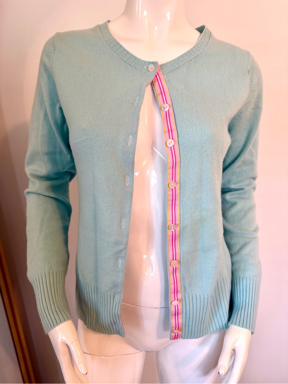 Vintage Lilly Pulitzer 100% Cashmere Button-Front Sweater Cardigan Size M